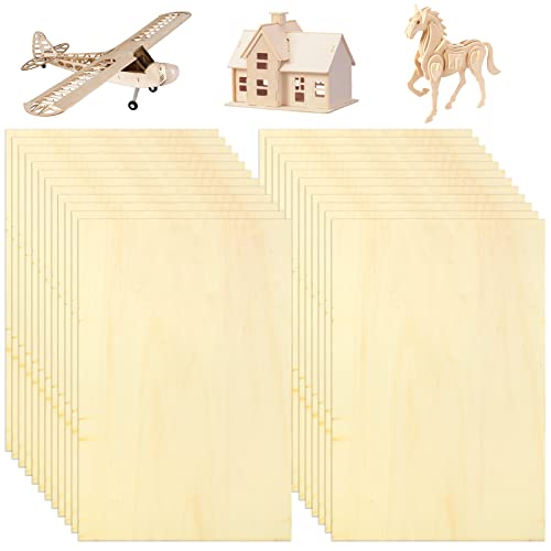 SENENQU 24 piezas de placa de madera contrachapada de 300 * 200 * 2,3 mm - Placa de contrachapado de linden A4 para proyectos láser, modelo DIY, arte y manualidades, pintura