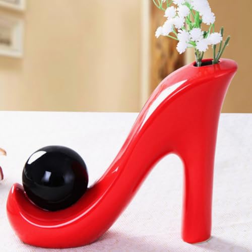 Vase à talons hauts rouge en céramique minimaliste design - 8