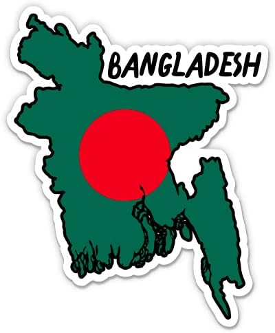 Squiddy Bangladesh Map with Flag - Vinyl Sticker for Car, Laptop, Notebook - 5"