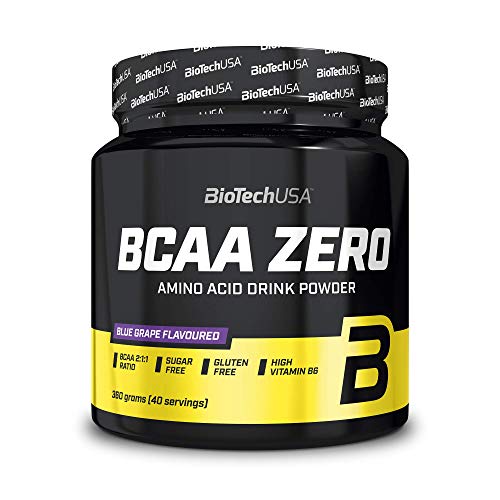 BioTechUSA BCAA Zero - Essentielles Aminosäurepulver | 6g BCAA mit Instant L-Leucin | Vegan | Zuckerfrei, Laktosefrei, Glutenfrei, 360 g, Blaue Traube