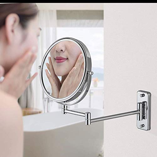 Maycho Wall Mounted Makeup Mirror, 8 Inch 10X Magnifying Shaving Mirror Double-sided Extendable Bathroom Mirror, Chrome Finished