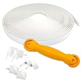 Instatrim Flexible Self-Adhesive Trim Bundle with Applicator - Caulking Kit with 50ft White 3/4