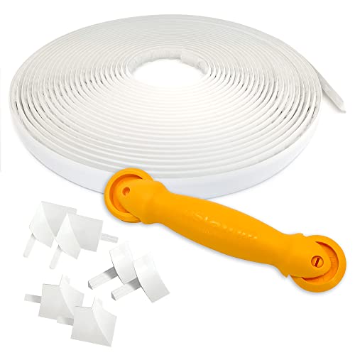 Instatrim Flexible Self-Adhesive Trim Bundle with Applicator - Caulking Kit with 50ft White 3/4