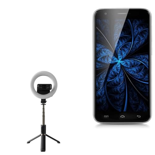 BoxWave Stand and Mount Compatible with Doogee Valencia 2 Y100 Plus - RingLight SelfiePod, Selfie Stick Extendable Arm with Ring Light - Jet Black