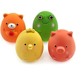 Chiwava 4PCS 6 cm Squeak látex Juguetes para Cachorros Divertido Animal Conjuntos Mascota interactiva Jugar para pequeño Perro Multicolor