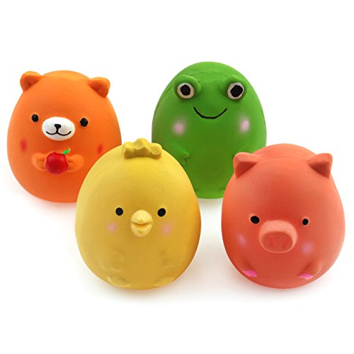 Chiwava 4 Stück 6cm Quitschende Hundespielzeug Latex Lustige Tier-Sets für Klein Hunde Interaktives Spielen Sortiert Farbe