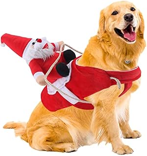 Chnaivy Christmas Pet Clothes Running Santa Dog Costume, Funny Dog Costume Dressing up Xmas Party Dog Christmas Outfits Dog Cat Clothes for Small Large Dogs Pet Festival Holiday Outfit (XX-Large)