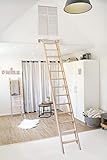 Dachbodetreppe, Hochbettleiter, Bibliotheksleiter (Tisschlertreppe), Aus Buchenholz gefertigt, 07 Stufen, Höhe 152 cm, Leichtgewicht, Belastbarkeit 200kg, Unbehandelt, Handgefertigt in Holland