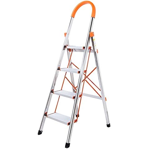 4-Step Stool Ladder Portable Folding Anti-Slip with Rubber Hand Grip 330lbs Capacity,Silver Household Stepladders Cover