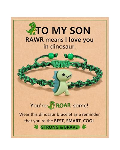 ORISPRE To My Son Bracelet from Mom, Kids Valentines Day Gifts for Son Dinosaur Birthday...