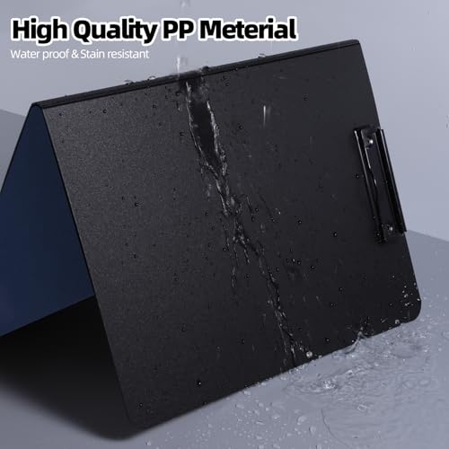 Image of FRETONBA File Folder Flip Writing Pad A4 Foldover Clipboard Foldable Lightweight PVC Clip Boards Document Organizer for Business Office School Hospital Nurses Students (A) | Low Profile Horizontal & Vertical Double Metal Clips, 360 Degree Foldable, A4 Size with Pen Holder for Office & School