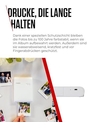 Canon SELPHY SQUARE QX10 Mobiler WLAN-Fotodrucker mit kreativen Funktionen – ideal für Scrapbooking und Fotoalben (Weiß)