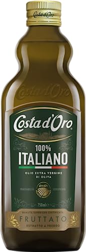 Costa d'Oro – L'Italiano 750 ml. Olio extravergine di oliva estratto a freddo da olive 100% italiane. Bottiglia da 75 cl.