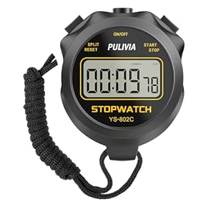 Digital Stopwatch Timer Only Stopwatch Mode, ON/Off Button No Alarm No Clock No Whistle, Silent Basic Operation Children Friendly, PULIVIA Sport Stop Watch for Coaches Kids Running Trainning, Black