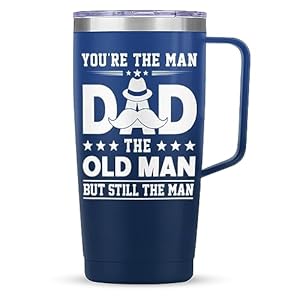 SANDJEST Dad Cup Tumbler with Handle 20oz You’re The Man Dad Old Man Travel Coffee Mug Best Dads Gift for Fathers Birthday Christmas Valentines Gift for Men Father Daddy from Daughter Son