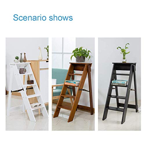 Taburete de escalada plegable en madera con función de silla y estantería 3