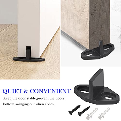 DURANTEY 4 Stück Schiebetür Bodenführung mit Schrauben und Dübel Schiebetür Führung Schwarz Bodenführung Schiebetür Holz POM Bodenführung Schiebetür für Scheunentor Holztür Schranktür Wandhalterung