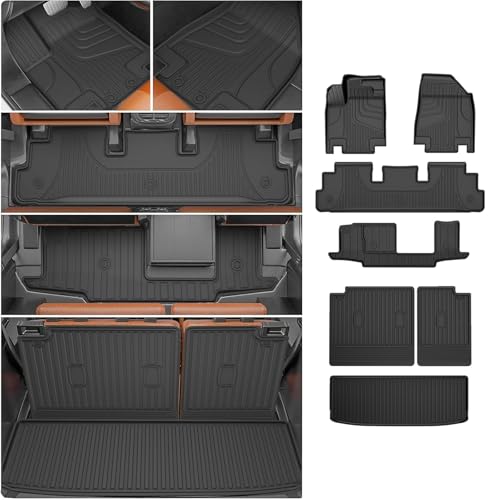 AOMSAZTO All-Weather TPE Floor Mats Compatible with 2022-2025 2026 Nissan Pathfinder (7&8 Seats) Custom Fit Cargo Liner with Backrest Mat Full Set for Interior Protection