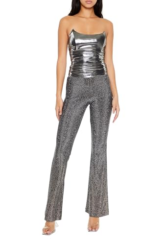 Forever 21 Women's Glitter High-Rise Flare Pants