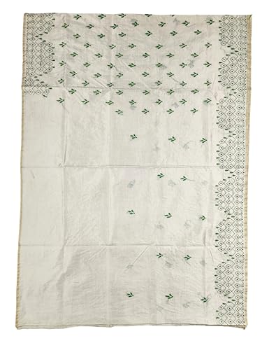 Image of SHRISTI CLOTHINGS Women's Hand Embroidered Cotton Silk Kantha Stitch Saree with Blouse Piece (SB430324 TWD78)