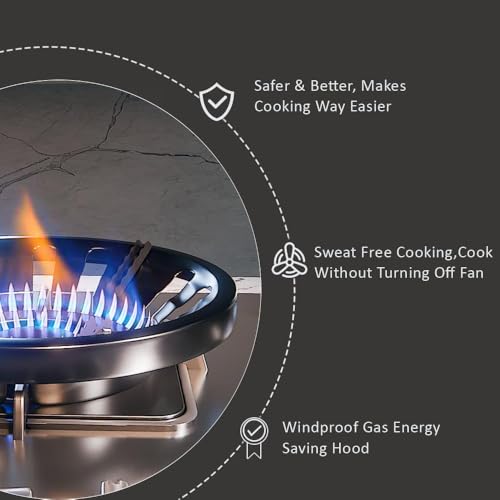 Image of The Earth Store Black Gas Saver Stand Set of 2 | Premium Gas Burner Cover for Wind | Windproof Energy Saving Burner Protector | Chula Support Stand