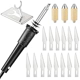Honoson 19 Pieces Electric Hot Knife Cutter Tool, Multipurpose Hot Knife Stencil Cutter with Metal Stand, 14 Blades, 3 Chuck Sleeves for Cutting Carving (Black)