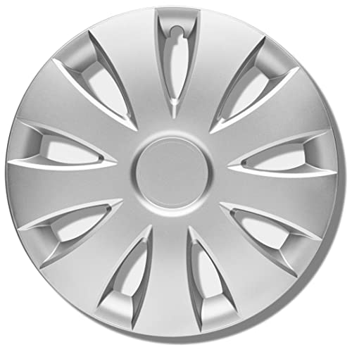 Radkappen 15 Zoll Silber matt - Radzierblenden für Stahlfelgen - Alufelgen Look Radblenden Für die meisten Marken und Felgen - Europäisches Produkt aus recyceltem Kunststoff - 4er Set Zierkappen