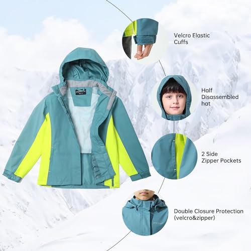 Image of YINGJIELIDE Boys Girls Waterproof Rain Jackets Kids Easy to Fold Windbreaker Lightweight Outdoor Hooded Raincoat