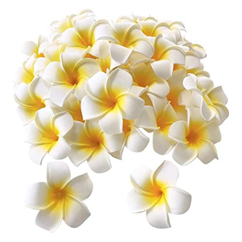 Tiamu 100 Pcs Fleurs de Frangipanier, Artificielle Fleurs en Mousse, Pince à Cheveux de Fleurs de Plumeria, DIY Guirlande de Couronne de Porte de Noël,...
