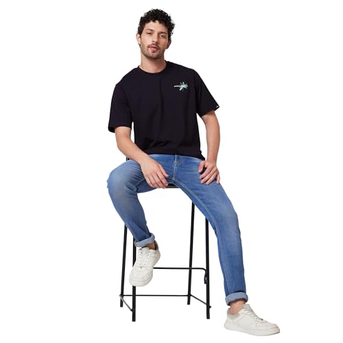 Image of Spykar Men's Comfort Fit N /A Half Sleeve Solid Casual T-Shirt