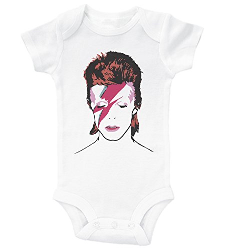 Image of Baffle | Ziggy Stardust | Glam Rock Baby Onesie | Unisex Infant Bodysuit Romper (White Short Sleeve, 6-12 Months)