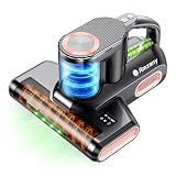 Amzany Cordless Mattress Vacuum Cleaner, 18Kpa Bed Vacuum with 253.7nm UV-C Light & Ultrasonic, 52800 BPM Tapping, 3-Stage HEPA, Green Light Dust Detection for Bed Sofa Couch Crib Pet Hair