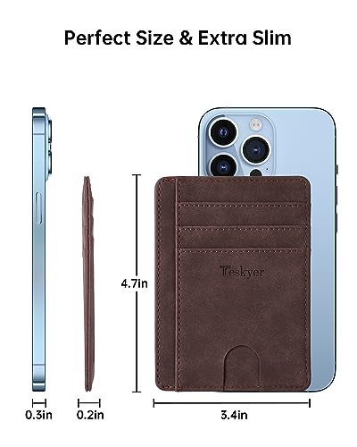 Image of Teskyer Slim Minimalist Wallet for Men, RFID Front Pocket Card Holder | Ultra Slim Front Pocket Design, 8 Card Slots, RFID Protection, Smooth Faux Leather for Everyday Carry