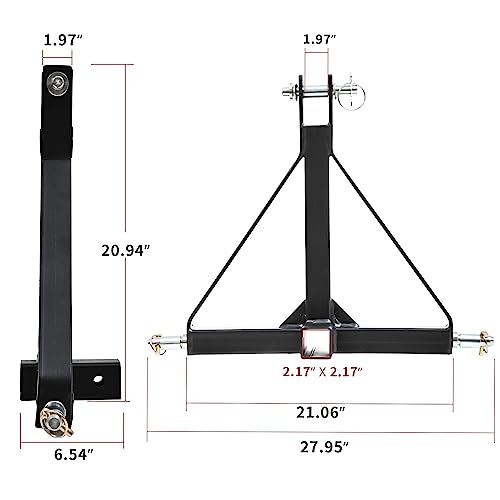 YITAMOTOR 3 Point Hitch 2" Receiver Trailer Hitch Category 1 Heavy Duty Tractor Drawbar Adapter Tow Compatible for Kubota, BX, LM25H, WLM Tractor, NorTrac, Yanmar, Kioti, Cat, John Deere，CAT 1 by YITAMOTOR - Image 4