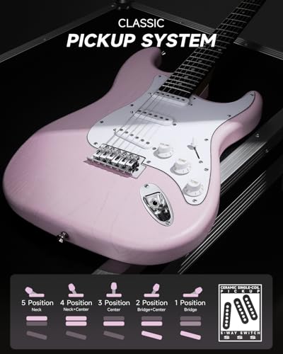 Image of DONNER DST-80 Electric Guitar 39 inch Beginner Electric Guitar Kit with Amp, Classic SSS Pickup Complete with Gig Bag, Tuner, Capo, Strap, Picks, and Free Online Lessons