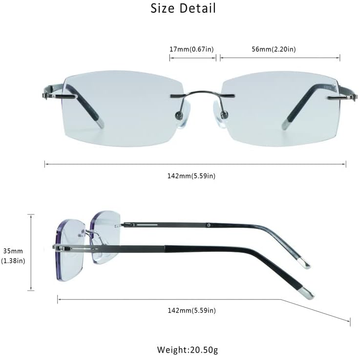 Miniatura 4 de LifeArt Lentes de bloqueo de luz azul, lentes de lectura para computadora, anti rayos azules, reducen la fatiga ocular, marco sin montura tintada