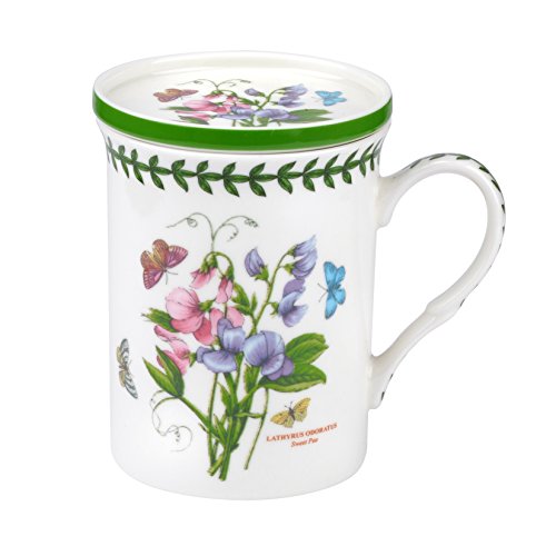 Conjunto de caneca e porta-copos Portmeirion para jardim botânico com ervilha doce