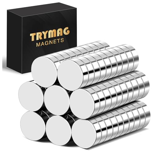 Image of TRYMAG Small 8x2mm 80Pcs Round Magnets, Tiny Disc Magnets for Whiteboard, Fridge, Office, Hobbies, Crafts and Dry Erase Board