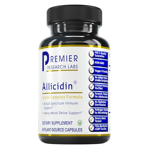 Premier Research Labs Allicidin - Garlic Allicin Supplement Garlic Supplements Garlic Pills Allicin Extract Garlic Extract Odorless Garlic Capsules Immune Support - 60 Vegetarian Capsules