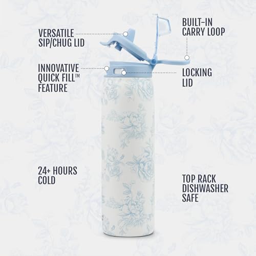 Ello Pop & Fill Stainless Steel Water Bottle with Quick Fill Technology, Double Walled Vacuum Insulated Metal, Leak Proof Locking Lid, Sip & Chug, BPA Free, Holiday Gift for Him Her, 22oz, 32oz, 40oz - Image 5