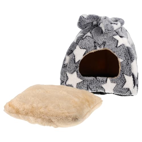 VICASKY - VICASKY Maison d'hiver pour Hamster Moelleuse en Peluche Et Éponge, 25x25 Cm, Nid Douillet Chaud pour Cage, Habitat Confortable pour Petits Animaux comme Chinchillas Et Lapins
