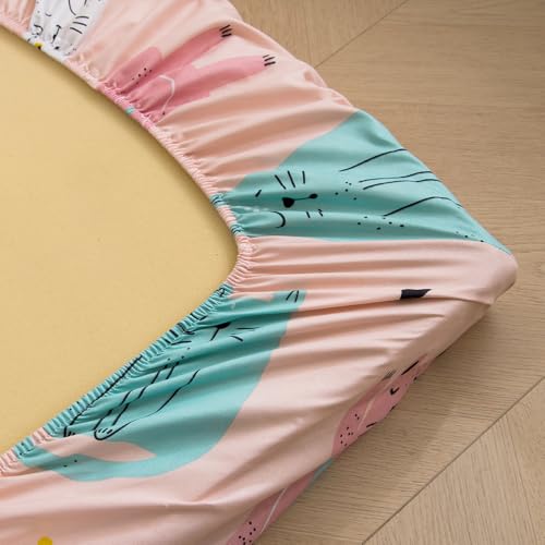 Image of Cute Cats Printed Crib Sheet for Boys Girls,2 Pack Crib Mattress Sheet or Toddler Bed Sheet, Baby Fitted Crib Sheet (Pink Cats)
