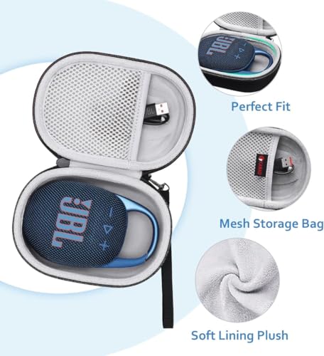 M.G.R.J® Portable Carrying Case Cover for JBL Clip 5 / Clip 4 (Hard|EVA|Black) (Speaker is not Included)