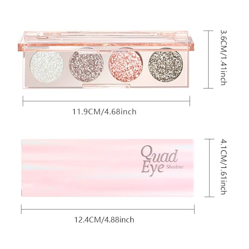 Image of Shiny Shimmer Highlight Eyeshadow Palette, Cream Sparkling Glitter Metallic Powder Quad, Day to Night Champange Gold Silver Brown White Smoky sombras de ojos, Party Cosmetics (Cowherd-Shimmer-01#)