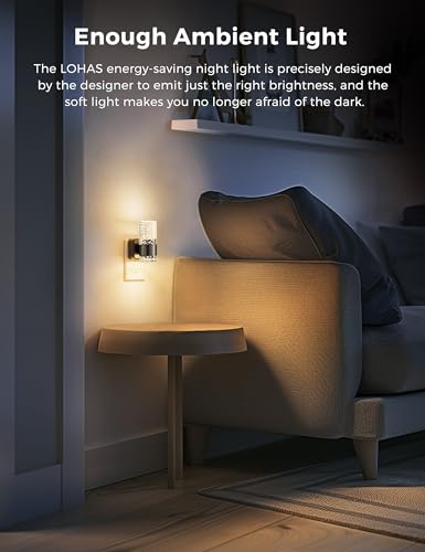 Image of Night Lights Plug into Wall, Dimmable Night Light with Dusk to Dawn Sensor, Acrylic Night Light with Warm Light 3000K, Wall Sconce-Style Design Nightlight for Hallway, Bathroom, 1-Pack