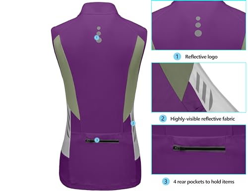 Image of Little Donkey Andy Women's Half Zip Breathable Cycling Vests Reflective Sleeveless Jerseys Shirts Golf 4 Rear Pockets