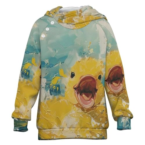 Happy DuckChildren's Raglan Sleeve Hoodie, Suitable for Home And Outdoor Use10-11Y