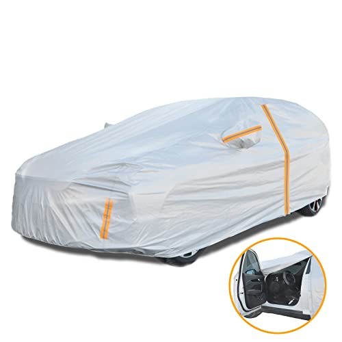 NUOMAN SUV Car Cover Waterproof All Weather for Automobiles,6 Layers Snow Hail UV Dust Outdoor Full Cover Protection,7 Reflective Strips Universal SUV Jeep Car Cover A4 (Fit Length up to 177 )