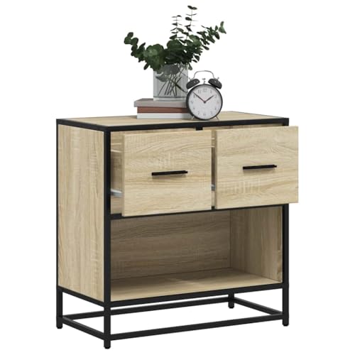Table de Chevet Chêne Sonoma en Bois d'Ingénierie et Métal Stable - 4