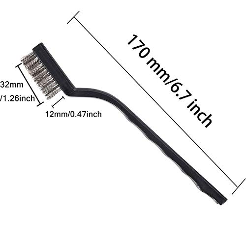 Image of 30PCS Mini Wire Brush, Curved Handle, Stainless Steel | Masonry Brush, Wire Bristle, For Cleaning Welding Slag and Rust